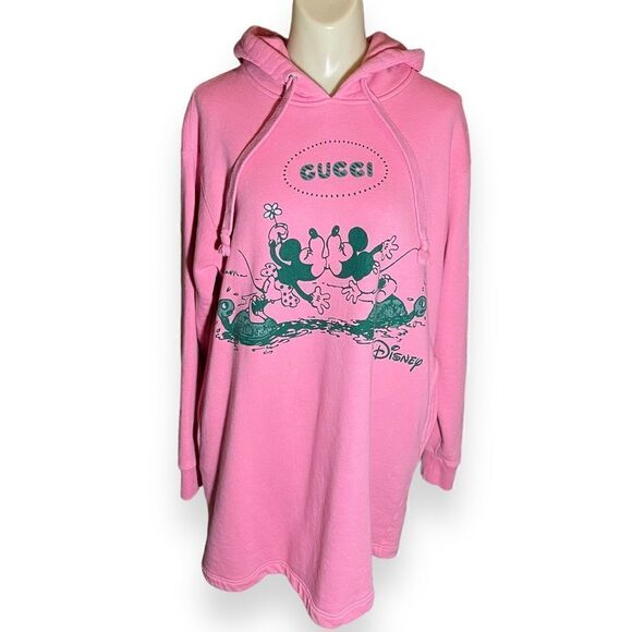 Gucci+Disney Mickey Mouse Minnie Pink  Sweatshirt Hoodie Dress with Pockets - Picture 10 of 16